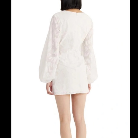 Rumer White Giselle Semi Sheer Cotton Jacquard Cut Out V-Neck Mini Dress NWT L - Picture 3 of 16